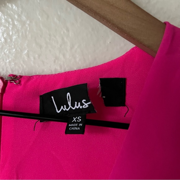 Lulus | Jewell Fuchsia Pink Tie-Front Ruffled Skater Dress - Picture 4 of 7